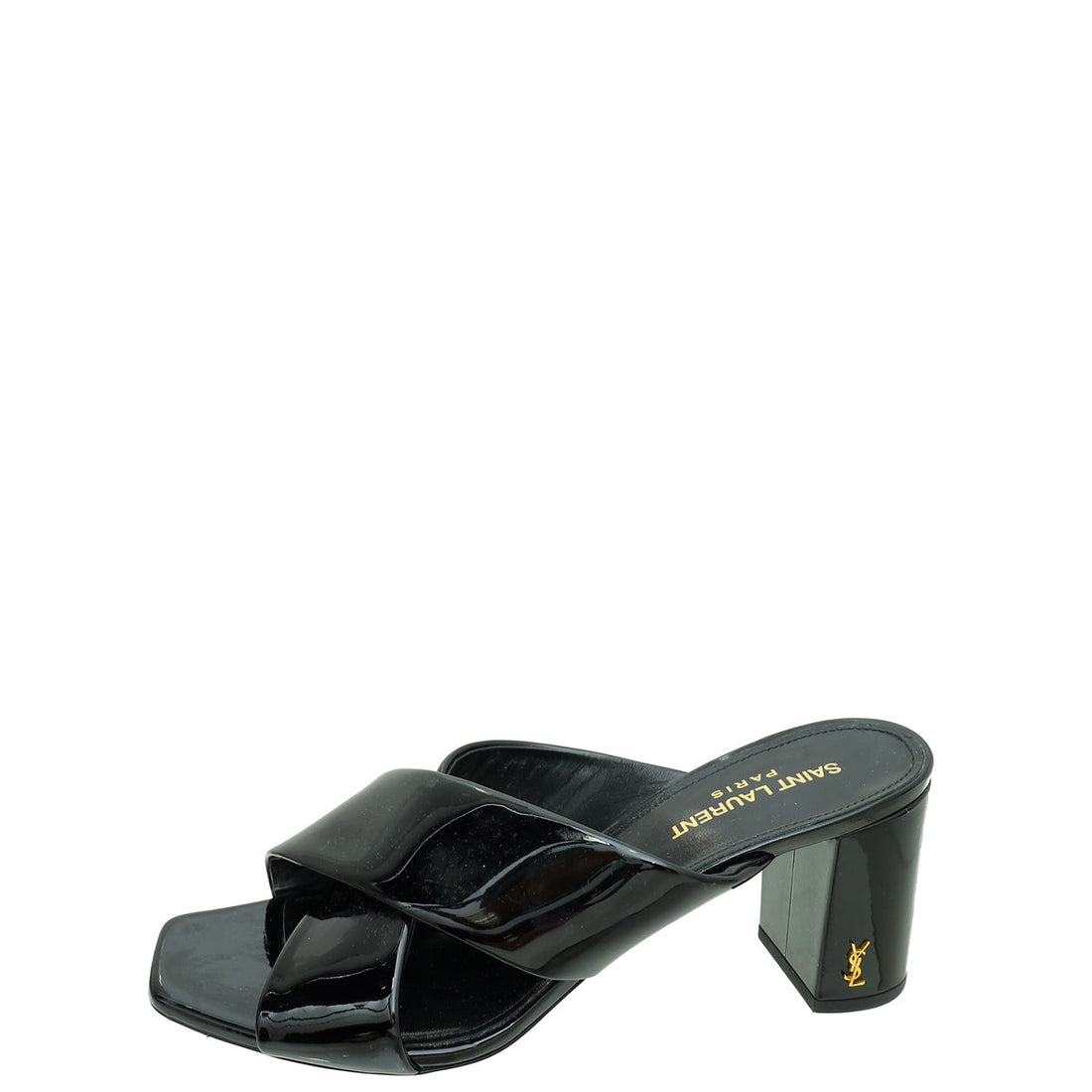 YSL Black Loulou Criss Cross Mules 39