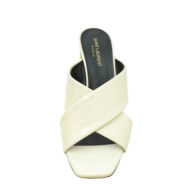 YSL  White Loulou Criss Cross Mules 40