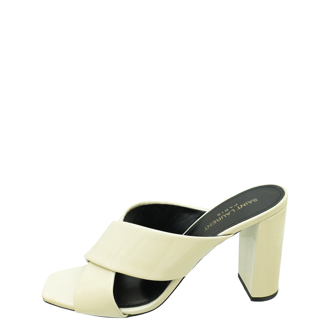 YSL  White Loulou Criss Cross Mules 40