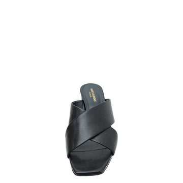 YSL Black Loulou Criss-Cross Mules 41