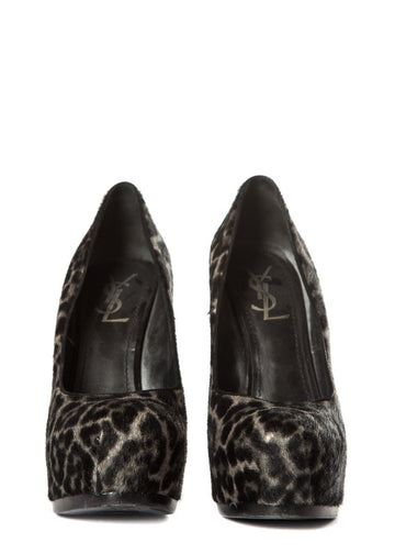 Yves Saint Laurent Grey Ponyhair Tribute Two Pumps SZ 39