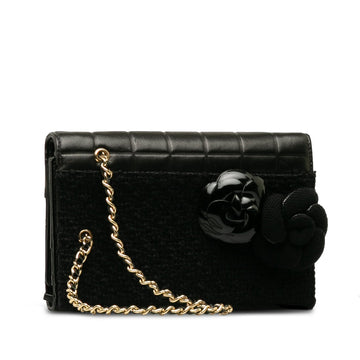 CHANEL Tweed Chocolate Bar Camellia Clutch Clutch Bag