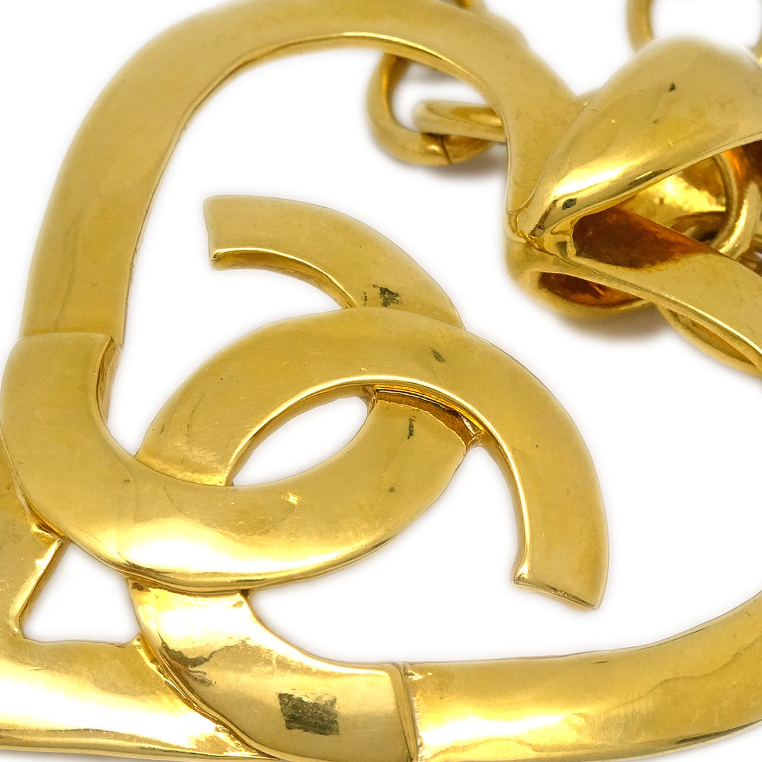 Chanel Heart Gold Chain Pendant Necklace 95P