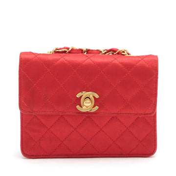 Chanel Mini Matrasse Satin Chain Shoulder Bag Red Gold  1st