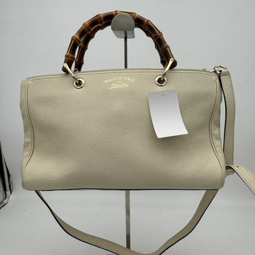 Gucci Bamboo Shopper Medium Leather Tote Beige