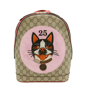 Gucci  pink  Color Gg Supreme Leather Backpack ()