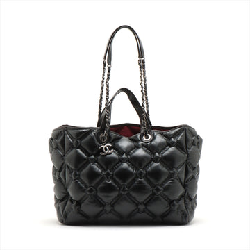 Chanel Bubble Kilt Leather Chain Top Bag Black Gummetal Gold  23rd