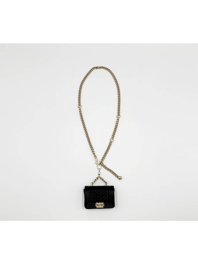 Boy Chevron Caviar Chain Small Belt Bag Black Chanel