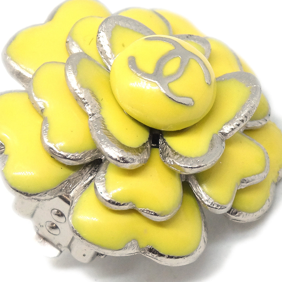 Chanel Camellia Earrings Clip-On Yellow 03C
