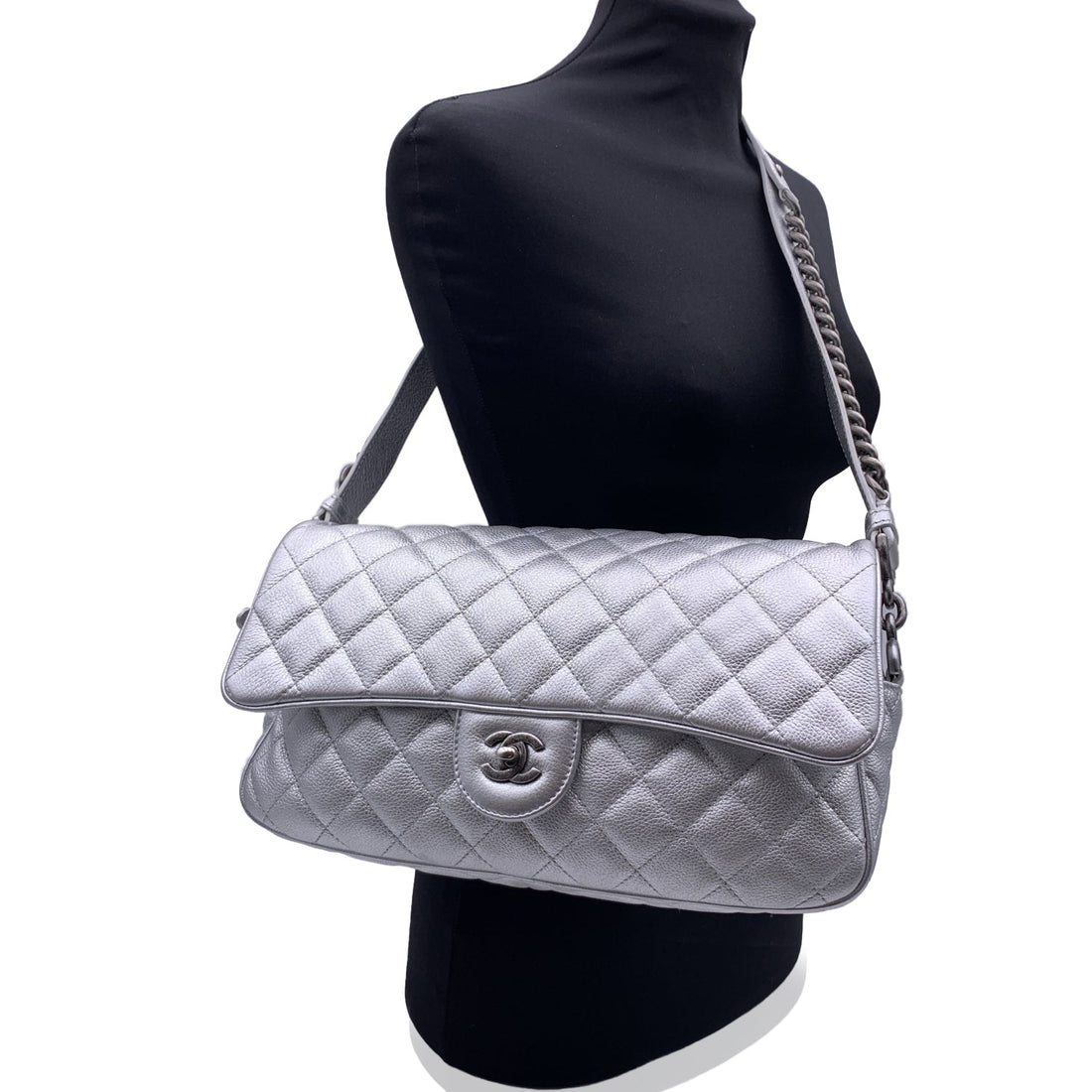 Top Quality Chanel Airline 2016 Silver Quilted Leather Easy New Shoulder Bag