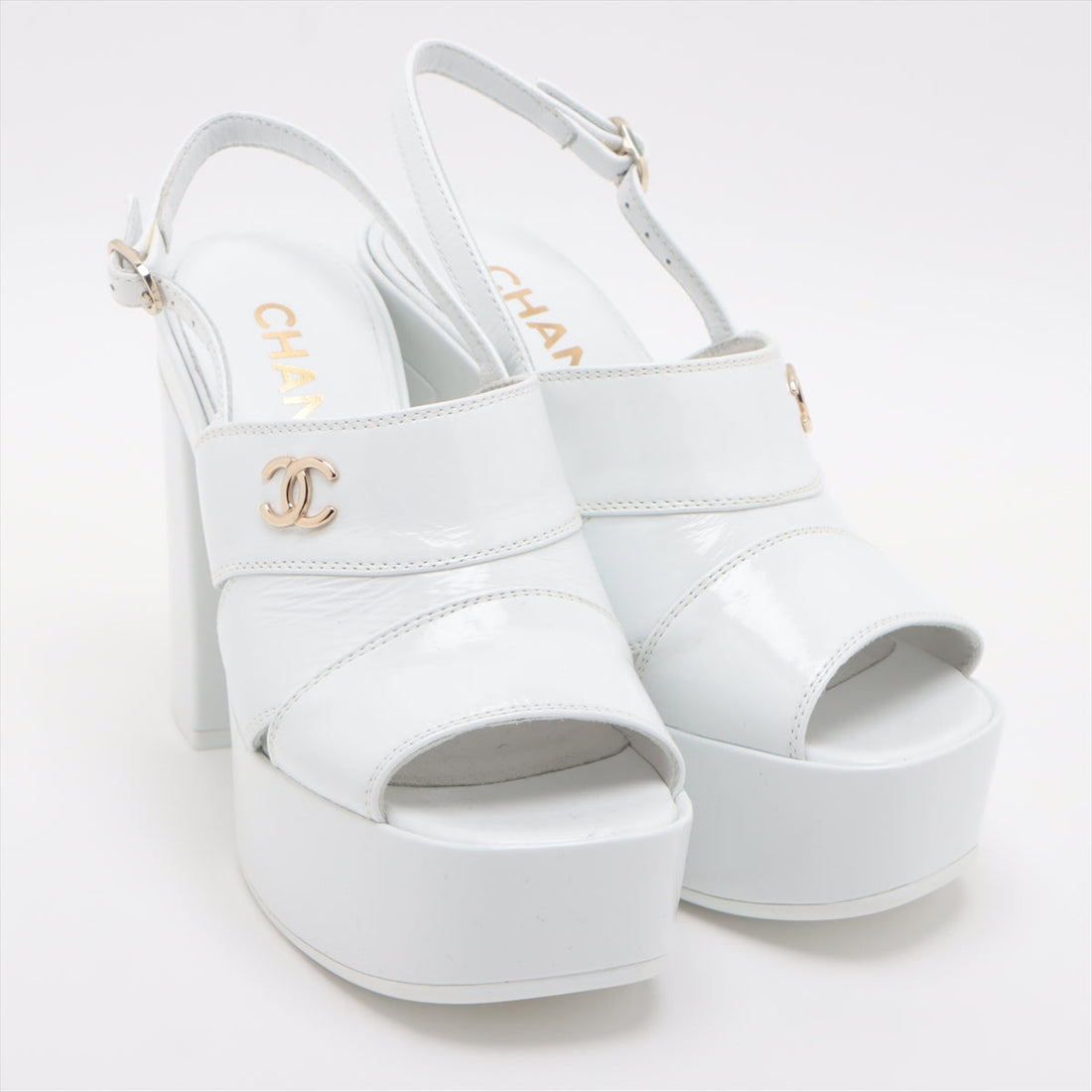 Chanel Coco 23AW  Leather Sandal 35C  White G45016 Crample