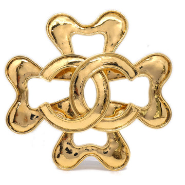 Chanel Clover Brooch Pin Gold 94P