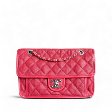 Chanel French Riviera - Togo/epsom/caviar/clemence/callfskin/cowhide/lambskin 29CM Quilted Seasonal Flap Red Silver Hardware Series 15