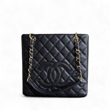 Chanel PST Petite Shopping Tote - Togo/epsom/caviar/clemence/callfskin/cowhide/lambskin Quilted Black Gold Hardware