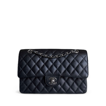 Chanel Classic Flap Medium - Togo/epsom/caviar/clemence/callfskin/cowhide/lambskin 25CM Quilted Black Silver Hardware Series 16