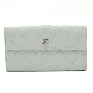 Chanel MATRACE COCOno mark W HOCK DUPLE HOCK Long Wallet Leather White Gray Silver  A48983