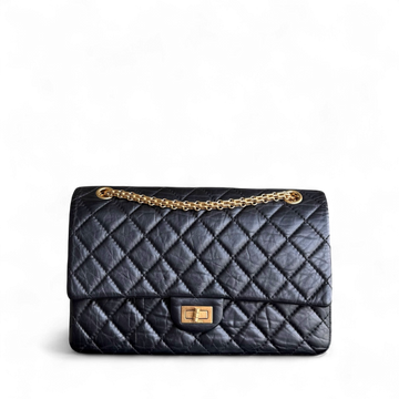 Chanel 2.55 Reissue 226 - Quilted Aged CalBNkin Black Gold Hardware Series 15
