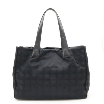 Chanel NEW LABEL LINE Tote MM TORTE BAG Nylon  Black Black Gold  A15991