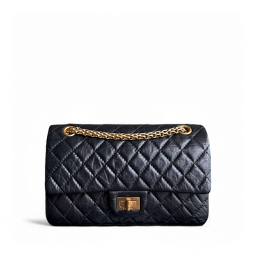 Chanel 2.55 Reissue 255 - 24CM Small Quilted Aged CalBNkin Black Aged Gold Hardware Series 19