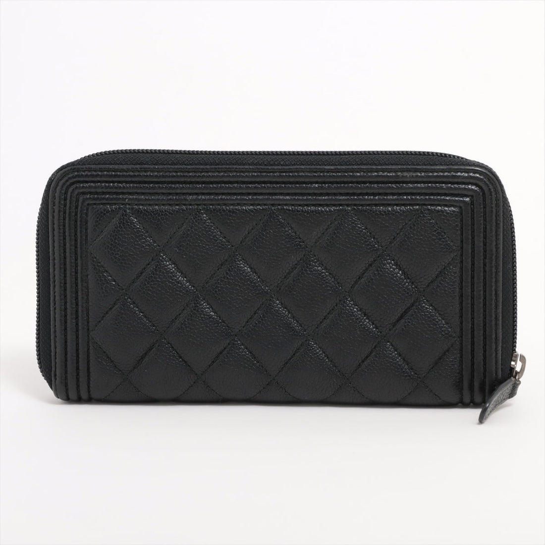 Chanel Boy  Chanel Caviar S Round  Wallet Black Silver Gold
