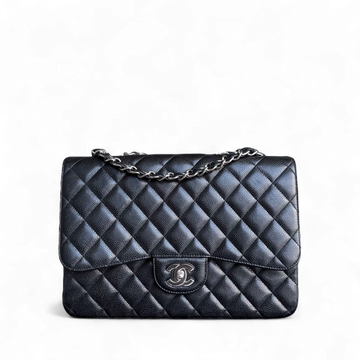 Chanel Classic Flap Jumbo - Single Flap Togo/epsom/caviar/clemence/callfskin/cowhide/lambskin 30CM Quilted Black Silver Hardware Series 13