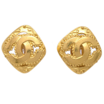 Chanel Rhombus Earrings Clip-On Gold 96A