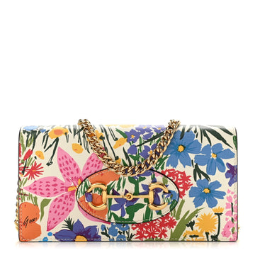 Gucci X Ken Scott Calfskin Floral Print Horsebit 1955 Wallet On Chain