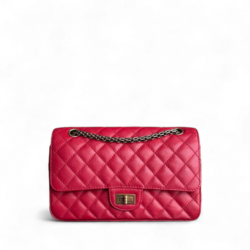 Chanel 2.55 Reissue 225 - CalBNkin 24CM Quilted Red Ruthenium Gold Hardware Series 23