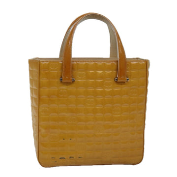 Chanel Choco Bar Hand Bag Enamel Yellow CC Auth ac