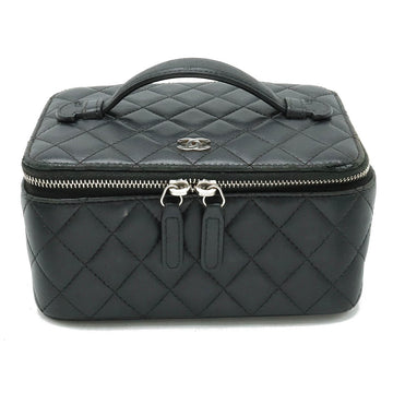 Chanel Mattress Jewelry Case Vanity Bag Cosmetic Bag Cosmetic Bag Small Insert Leather Black Black Silver Gold A84295