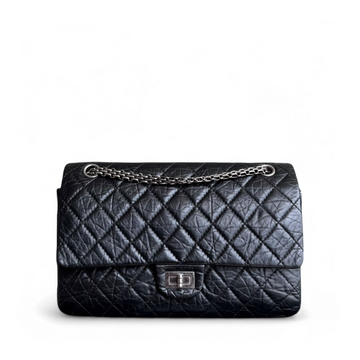 Chanel 2.55 Reissue 226 - Quilted Aged CalBNkin 28CM Black Ruthenium Silver Hardware Series 13