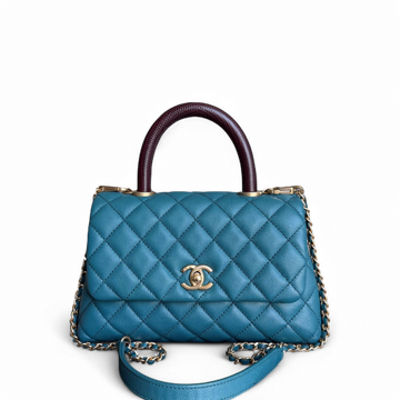 Chanel Coco Handle Small - Togo/epsom/caviar/clemence/callfskin/cowhide/lambskin Quilted Blue Gold Hardware Series 28