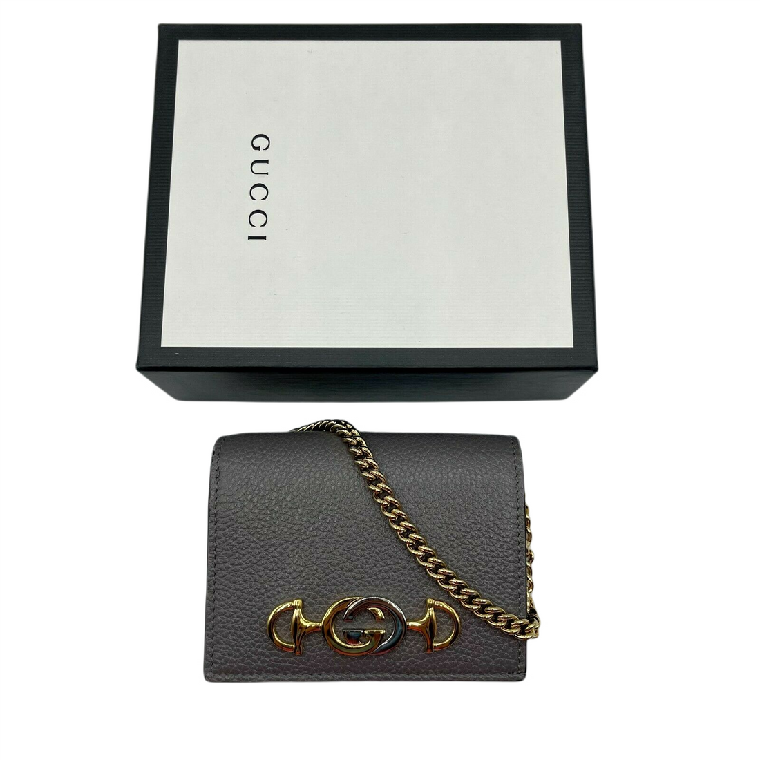 Gucci Zumi Women's Leather  Chain Bi-Fold Mini Wallet GG Logo