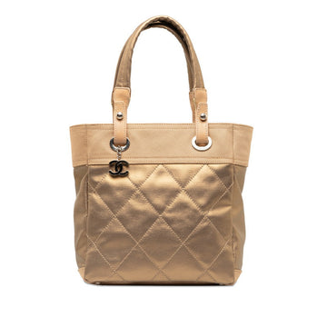 Chanel COCOno mark PARIBIARITZ PM TOOT BAG A34208 G Beige Canvas Leather  CHANEL