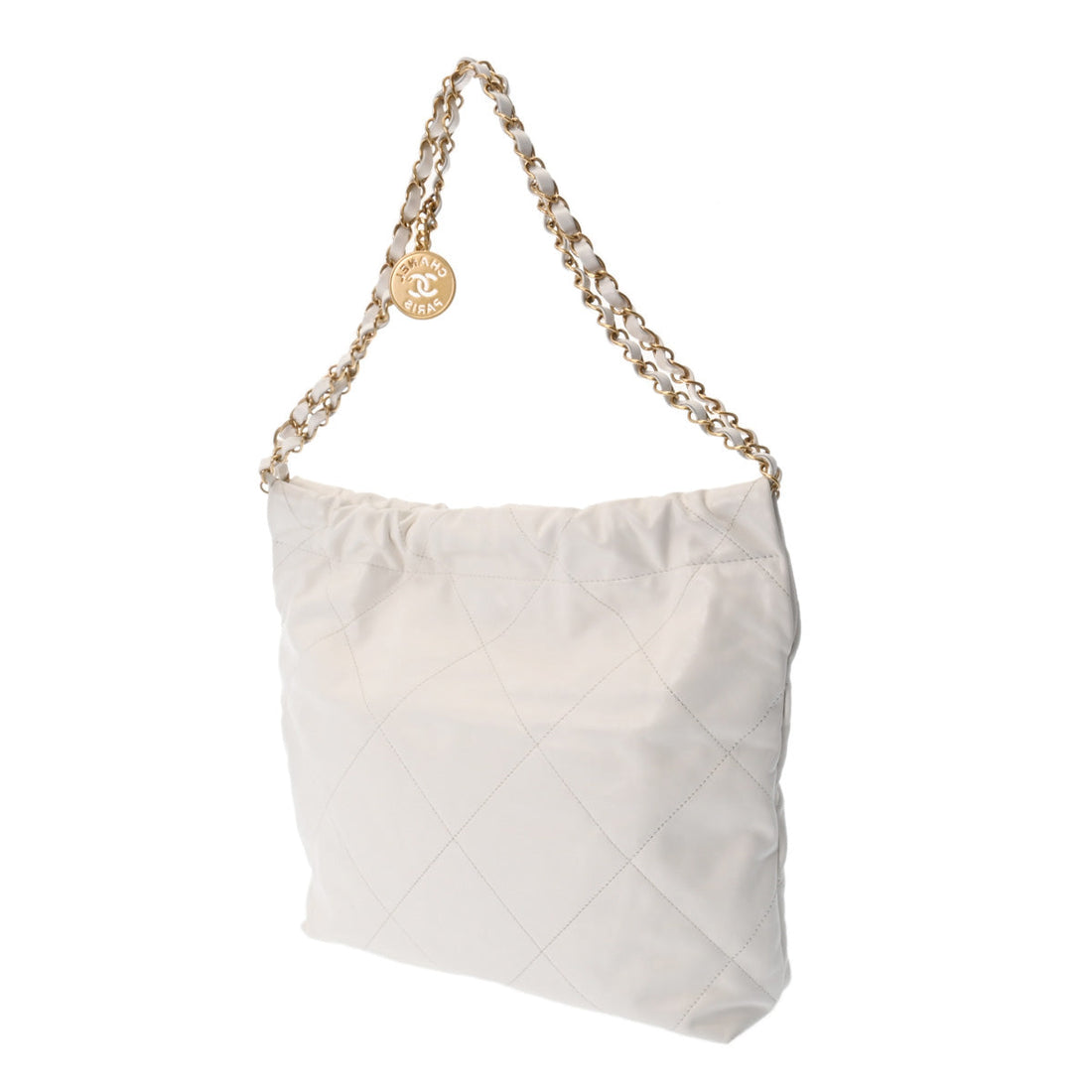 Chanel  Chanel  Chanel 22 Small Handbag White Gold  AS3260  Shineykerf Handbags A-Rank Middle-Range Silver Silver Silver Silver Silver Gold