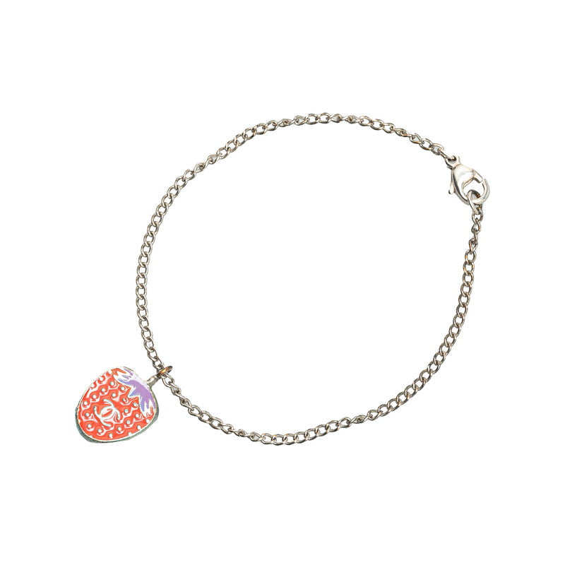 Chanel Coco no mark Strawberry Bracelet Silver Red