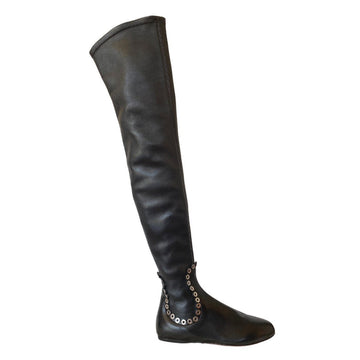 Over Knee Studded Flat Boots