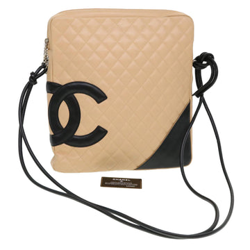 Chanel Cambon Line Shoulder Bag Caviar Skin Beige CC Auth am