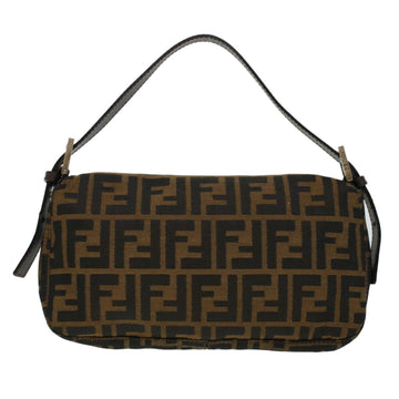 FENDI Zucca Canvas Mamma Baguette Shoulder Bag Brown 2321.26424 Auth am4274