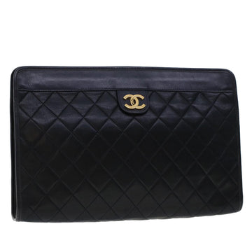 Top Quality Chanel Clutch Bag Lamb Skin Black CC Auth am4611