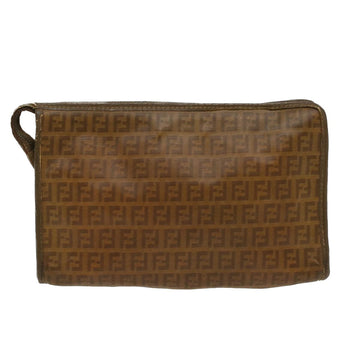 FENDI Zucchino Canvas Clutch Bag  Beige Auth am4754