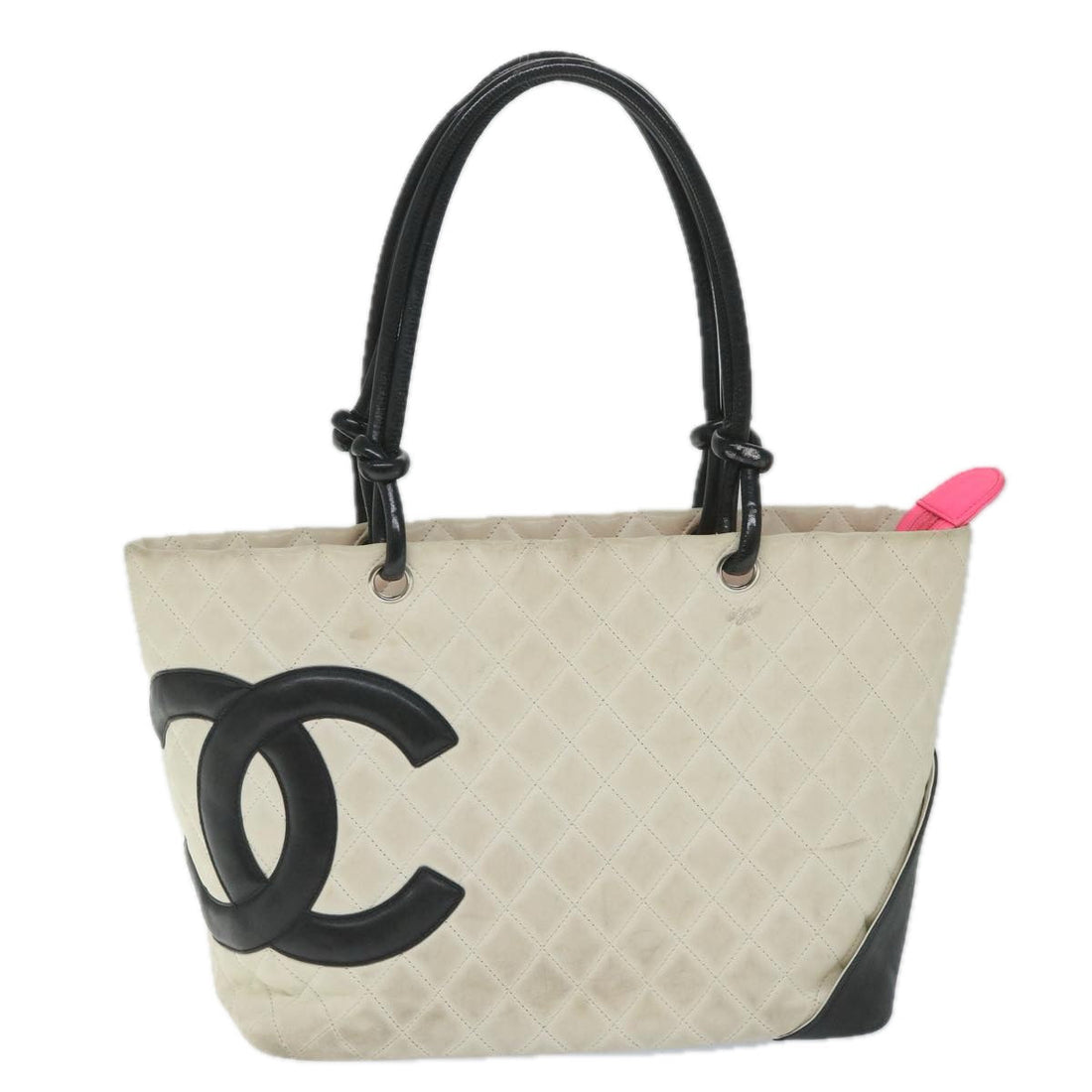 Top Quality Chanel Cambon Line Tote Bag Leather White CC Auth am5180