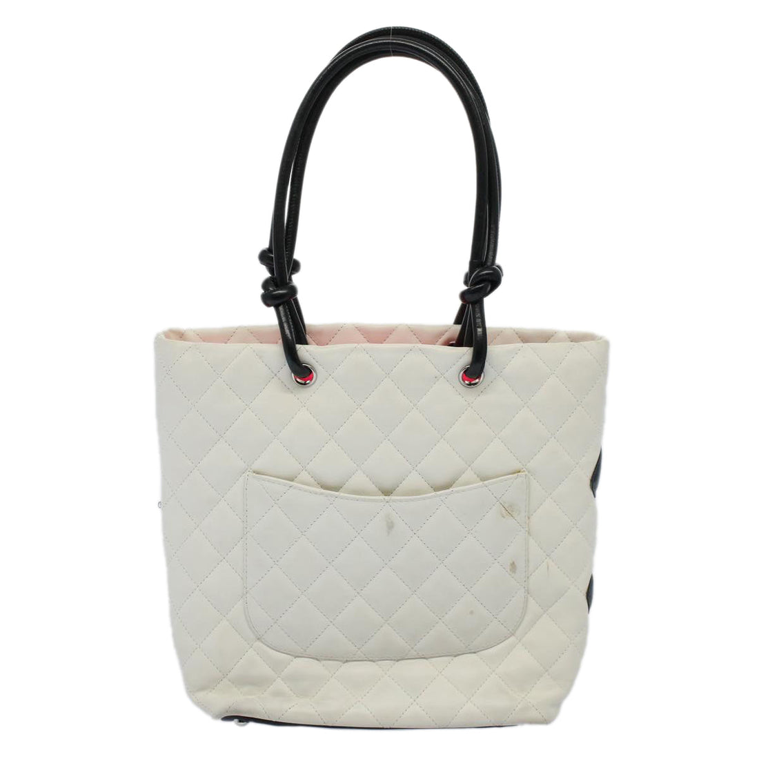 Top Quality Chanel Cambon Line Tote Bag Leather White CC Auth am5197A