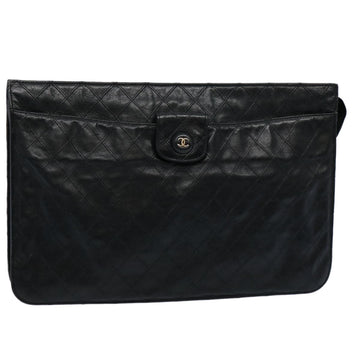 Chanel Bicolole Briefcase Lamb Skin Black CC Auth am