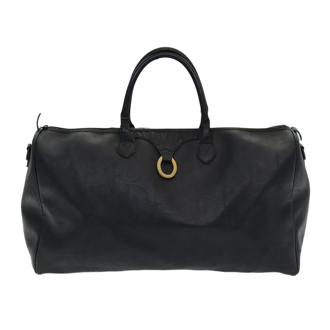 CHRISTIAN Top quality Dior Trotter Canvas Boston Bag Black Auth am6570
