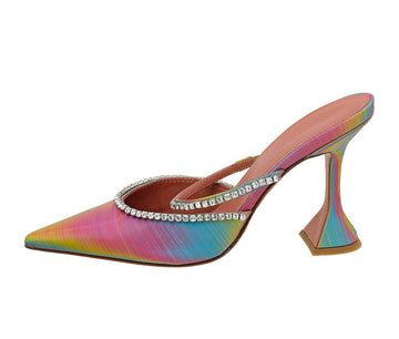 Amina Muaddi Multicolor Gilda Crystal Mules 38.5