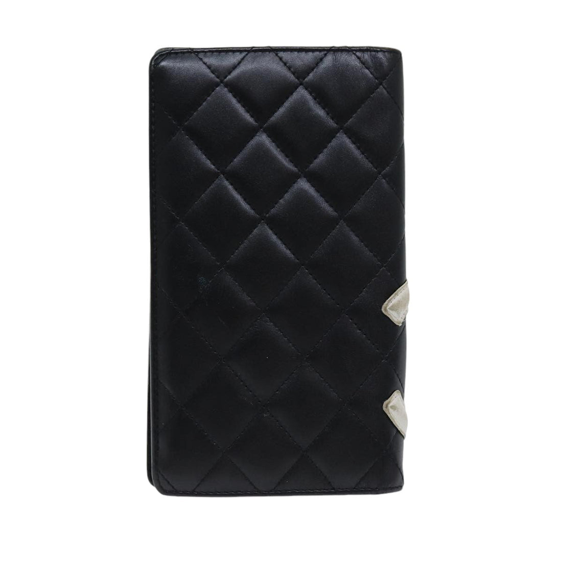 Top Quality Chanel Cambon Line Wallet Leather Black Silver CC Auth ar12418