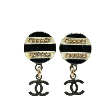 Chanel Coco no mark Chain Round Earrings Plastic Metal