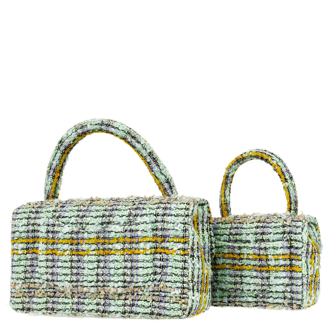 Chanel * Light Blue Tweed Classic Flap Handbag Set