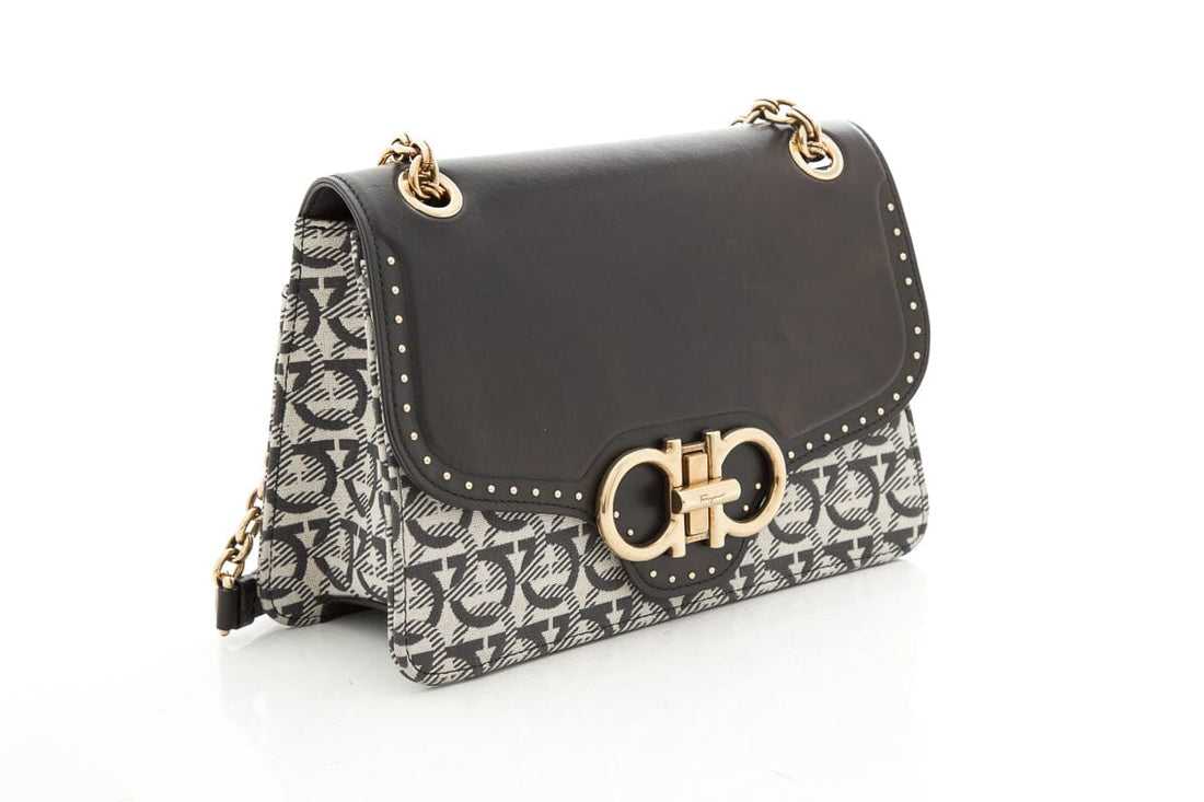 Ferragamo Leather and Gianicci Monogram Handbag & Wallet Set